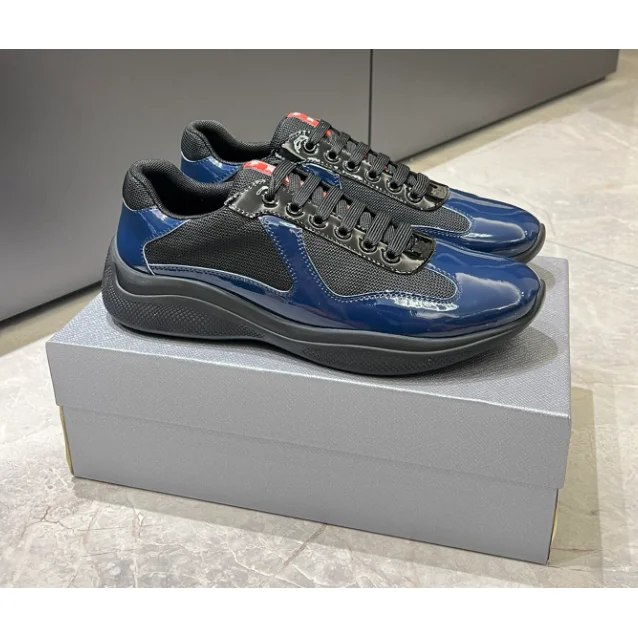Prada Prada Linea Rossa Patent Blue/Black Sneakers Blue