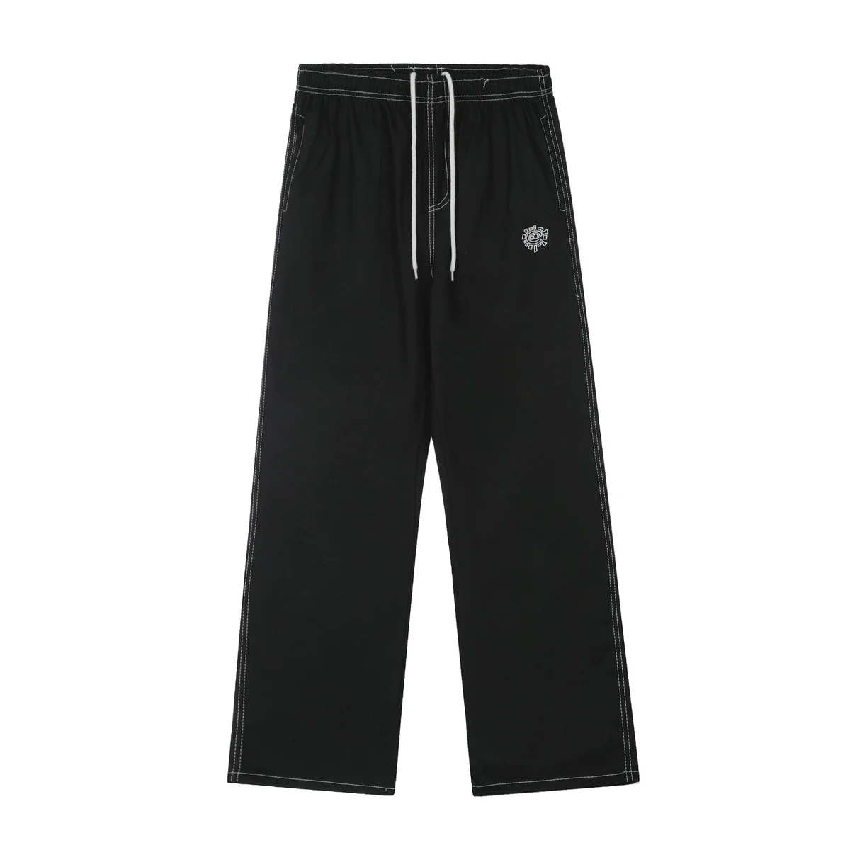 Other Black Drawstring Sweatpants with White Stitching Black - 1