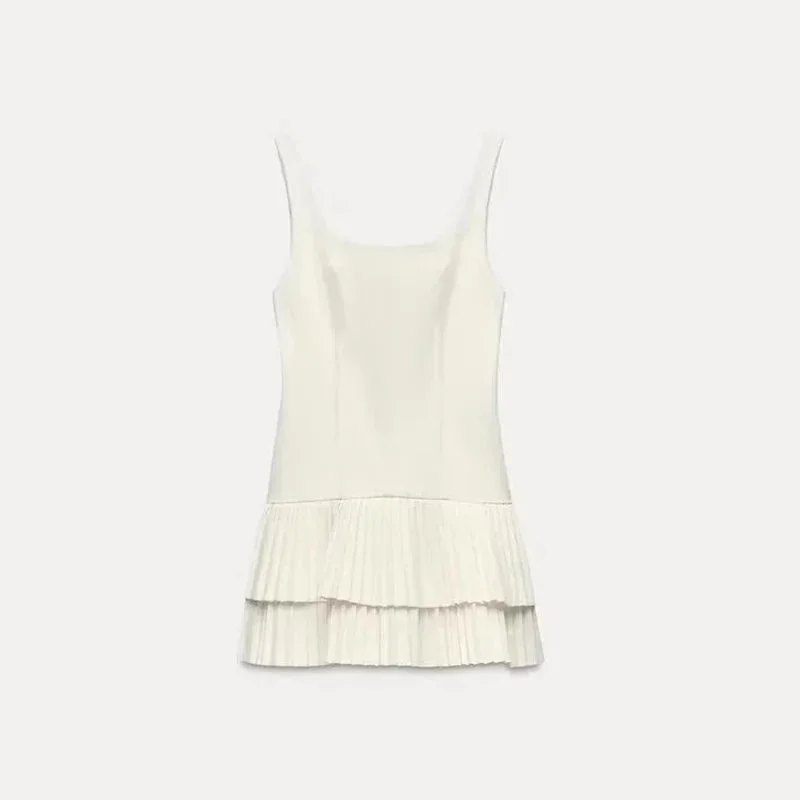 Other Unisex磨白色 Pleated Mini Dress White - 1