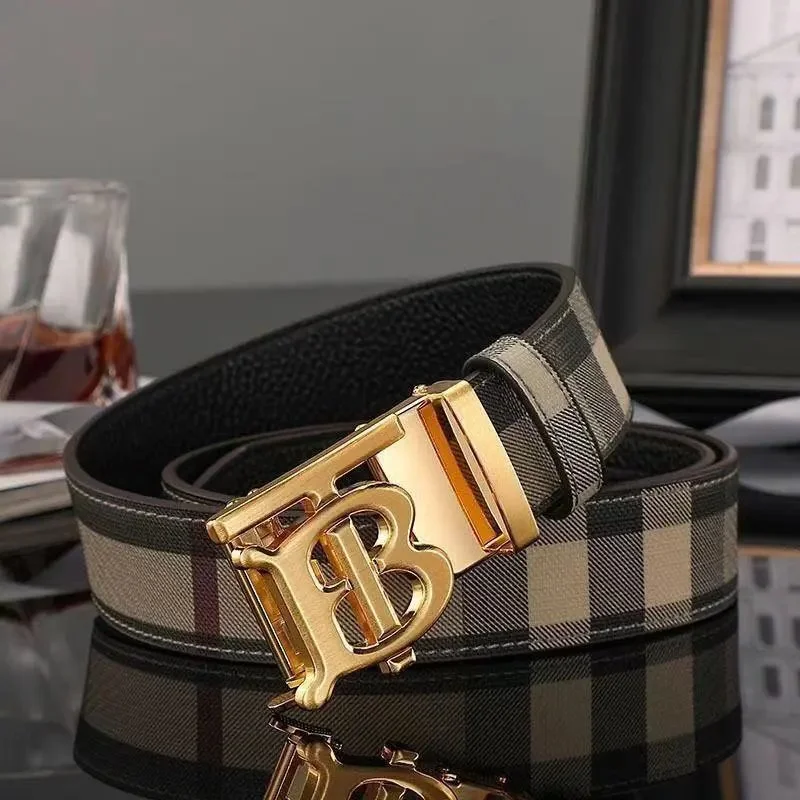 Burberry Burberry TB Monogram Belt with Gold Buckle Beige - 1