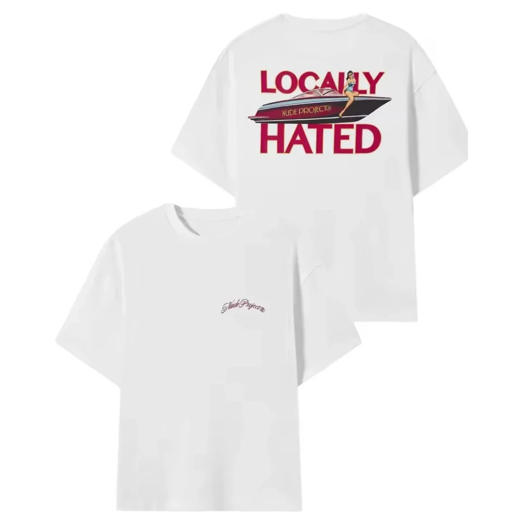 Other Locally Hated White T-Shirt with Boat Print White - 1