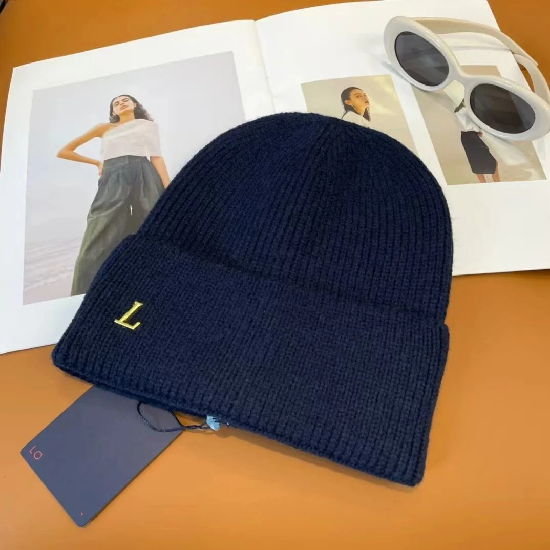 Loewe Loewe Navy Knit Beanie with L Logo Navy