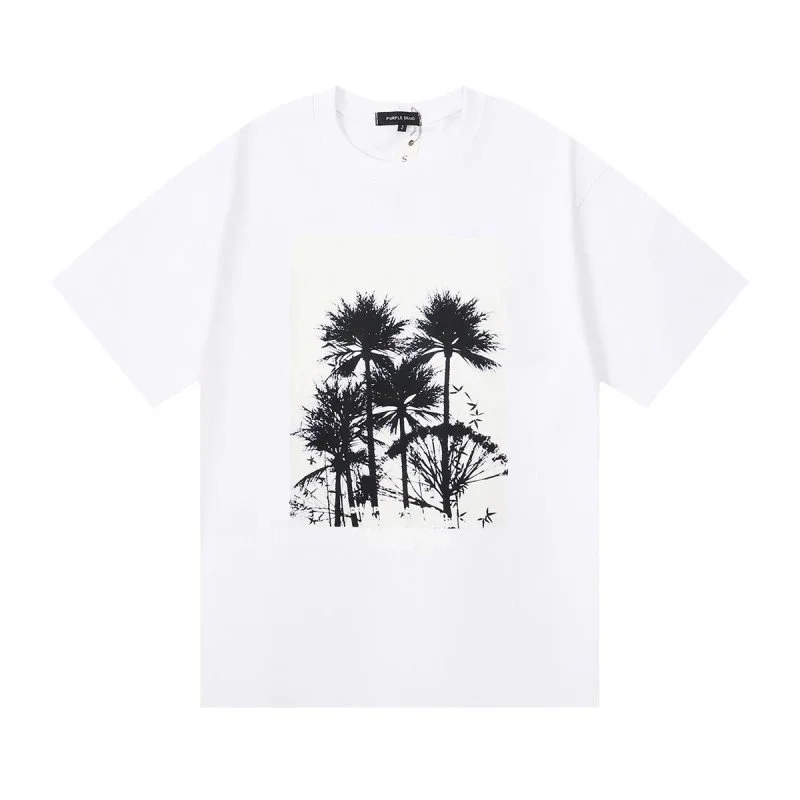 Purple Brand Purple Brand Palm Tree Print White T-Shirt White - 1