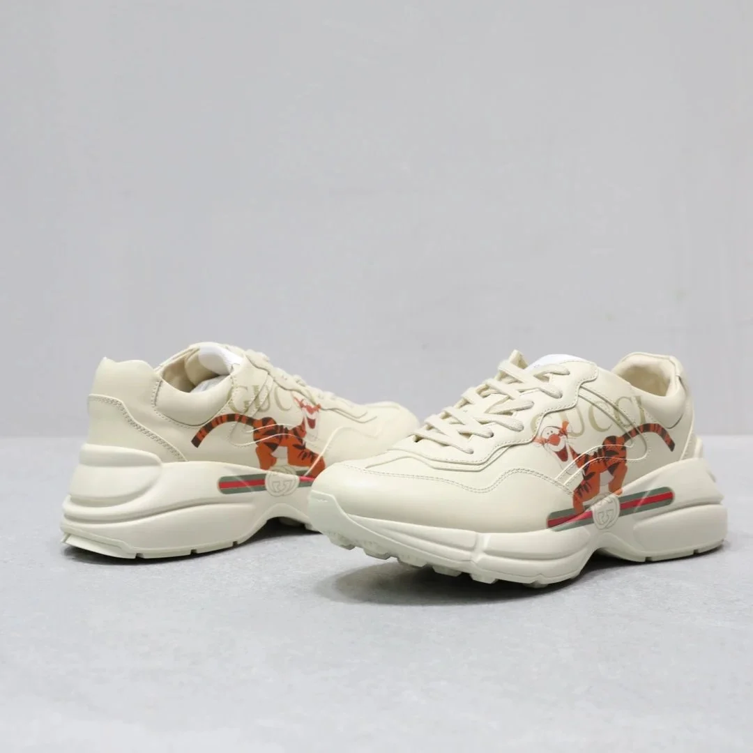 Gucci Gucci Rhyton Tigger Print Sneakers White White - 1