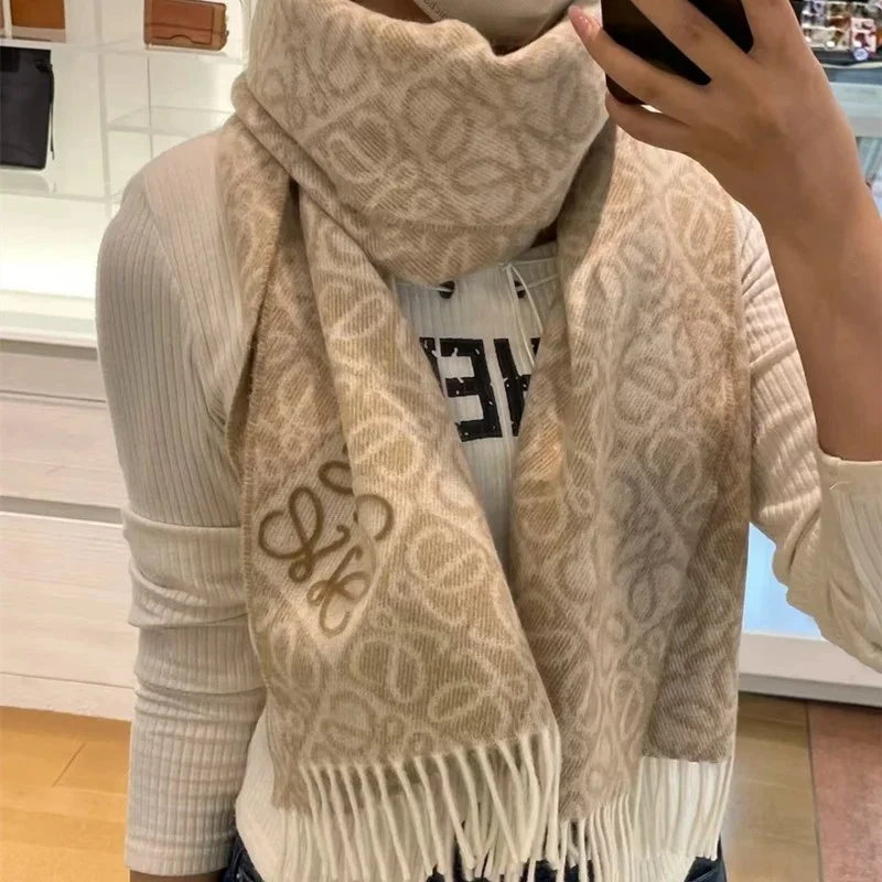 Loewe Loewe Anagram Milk Tea Scarf Beige