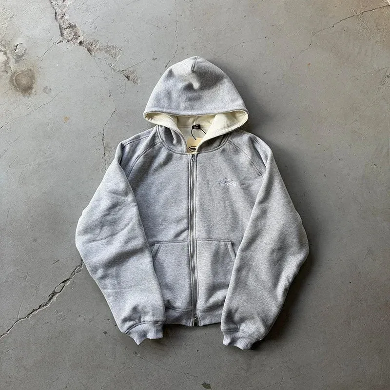 Other Heather Grey Zip-Up Hoodie with Cream Lining Grey - 1