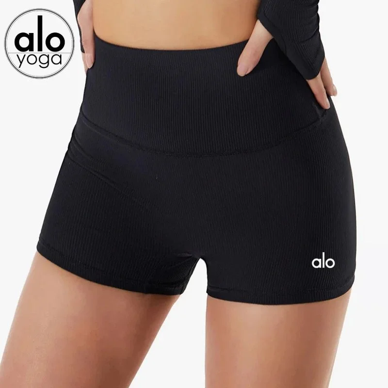 Alo Yoga Alo Yoga Black Ribbed Shorts Black - 1