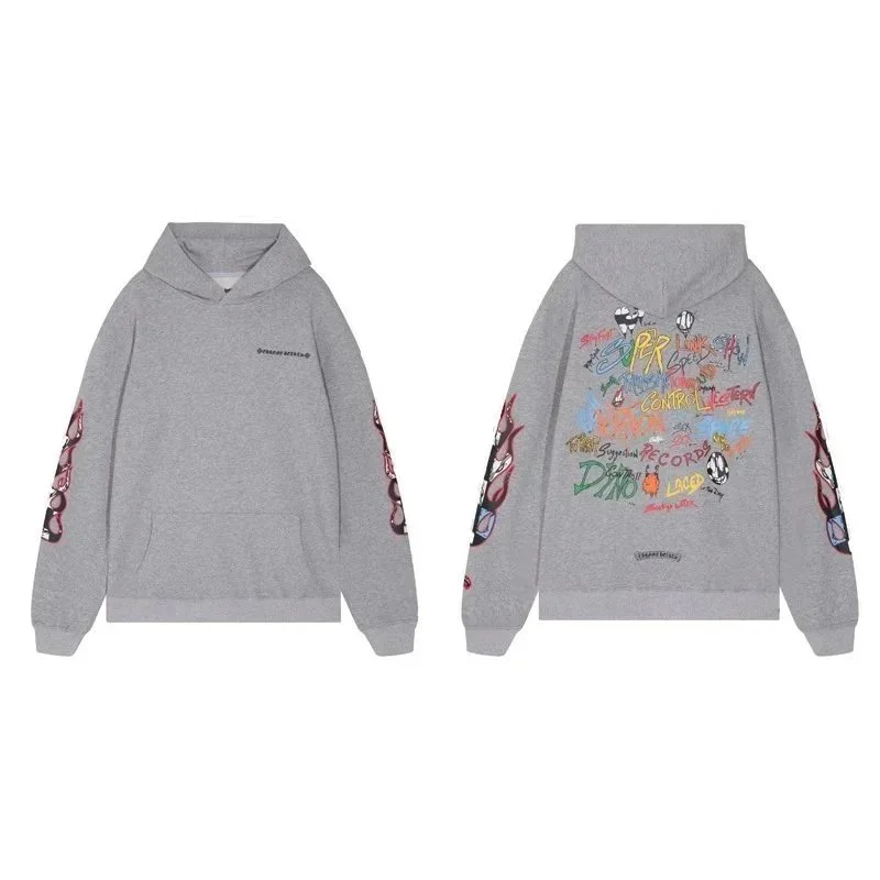 Other Heather Grey Graffiti Print Hoodie Grey - 1