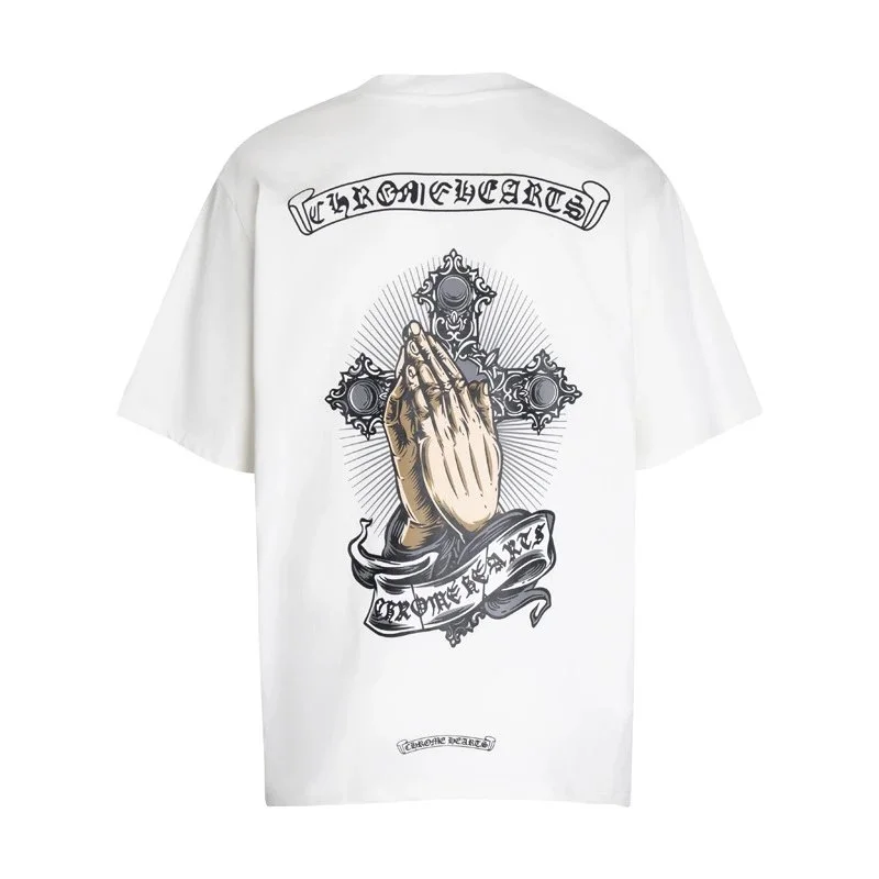 Chrome Hearts Chrome Hearts Praying Hands Cross White T-Shirt White