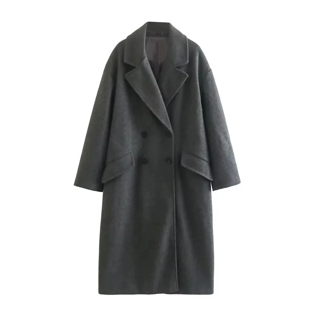 Other Unisex Dark Grey Wool Coat Grey - 1