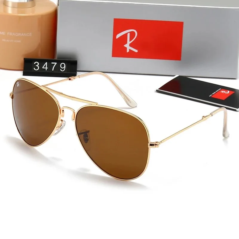 Ray-Ban Ray-Ban Aviator Brown Gold Sunglasses Gold - 1