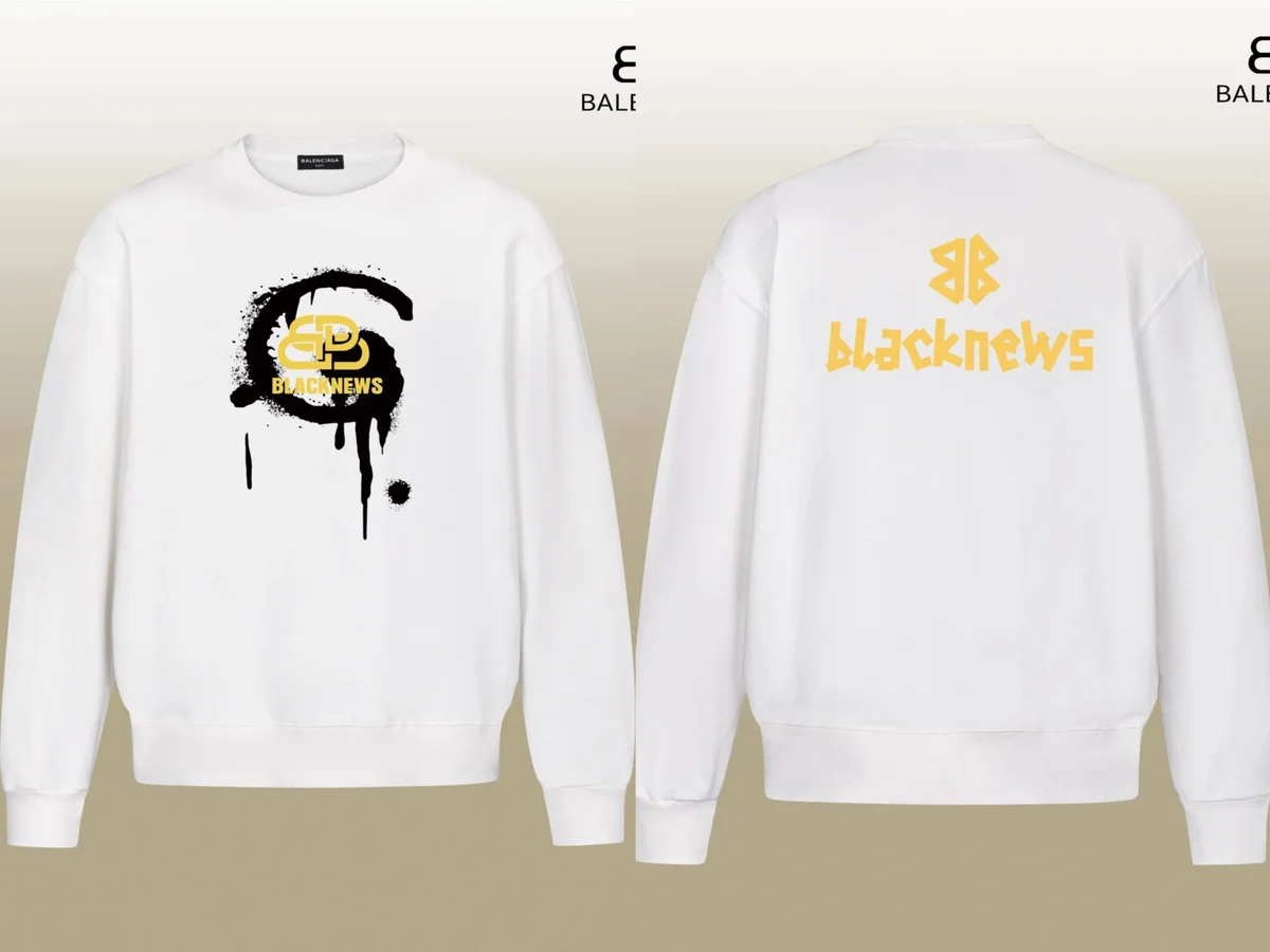 Balenciaga Balenciaga Blacknews White Graphic Sweatshirt White - 1