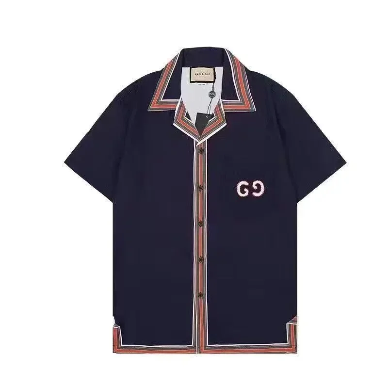 Gucci Gucci GG Logo Navy Short Sleeve Shirt Navy - 1