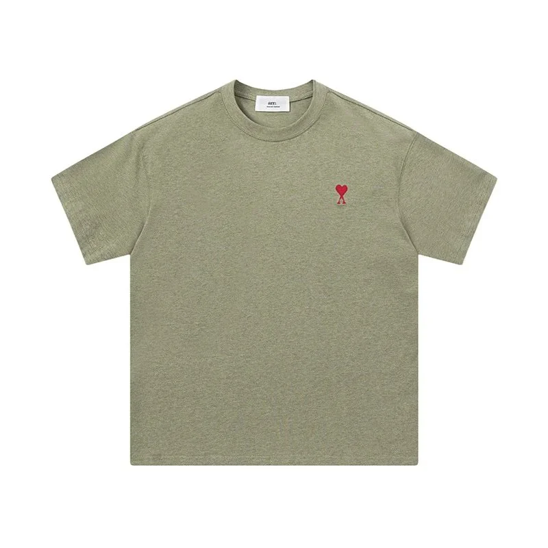 Ami Paris Ami Olive Green Heart T-Shirt Green - 1