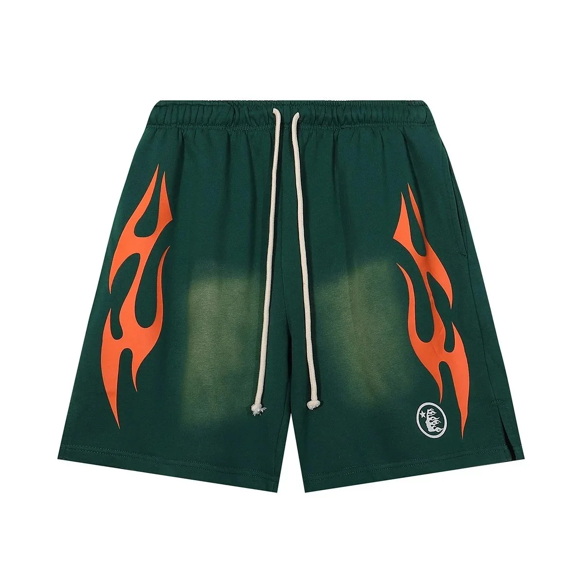 Other Flame Print Green Shorts Streetwear Green - 1