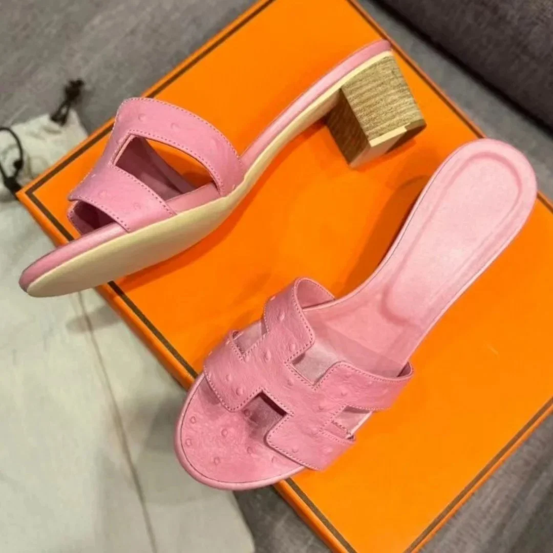 Hermès Birkin Rosa Leder-Pantoletten