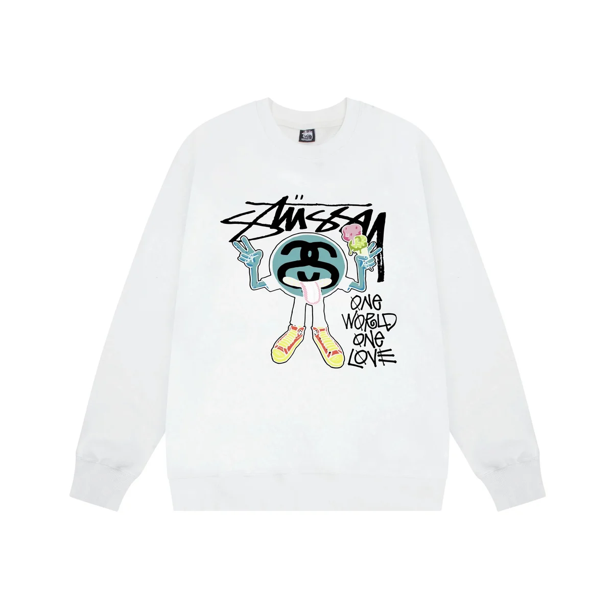 Stussy Stussy One World One Love White Crewneck Sweatshirt White - 1