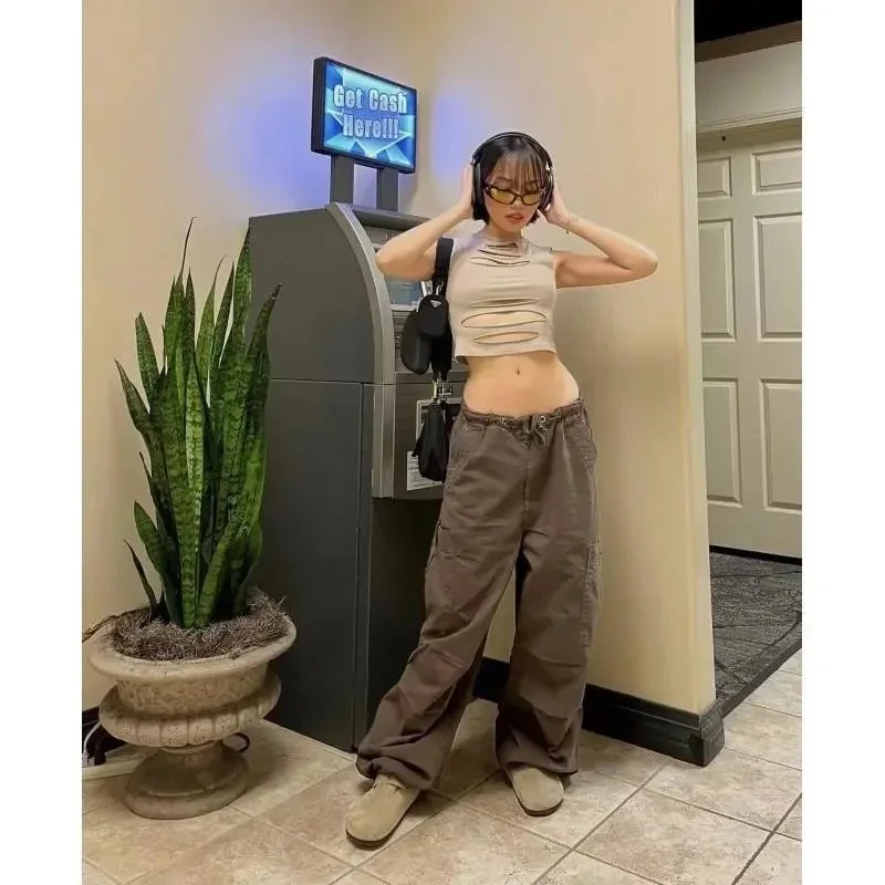 Other 1-brown Crop Top with Wide-leg Pants Set Brown - 1