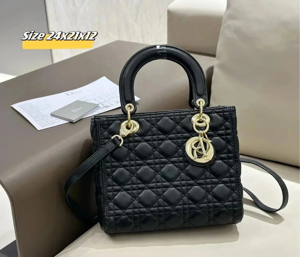 Dior Dior Lady Dior Black Quilted Leather Bag Black - 1