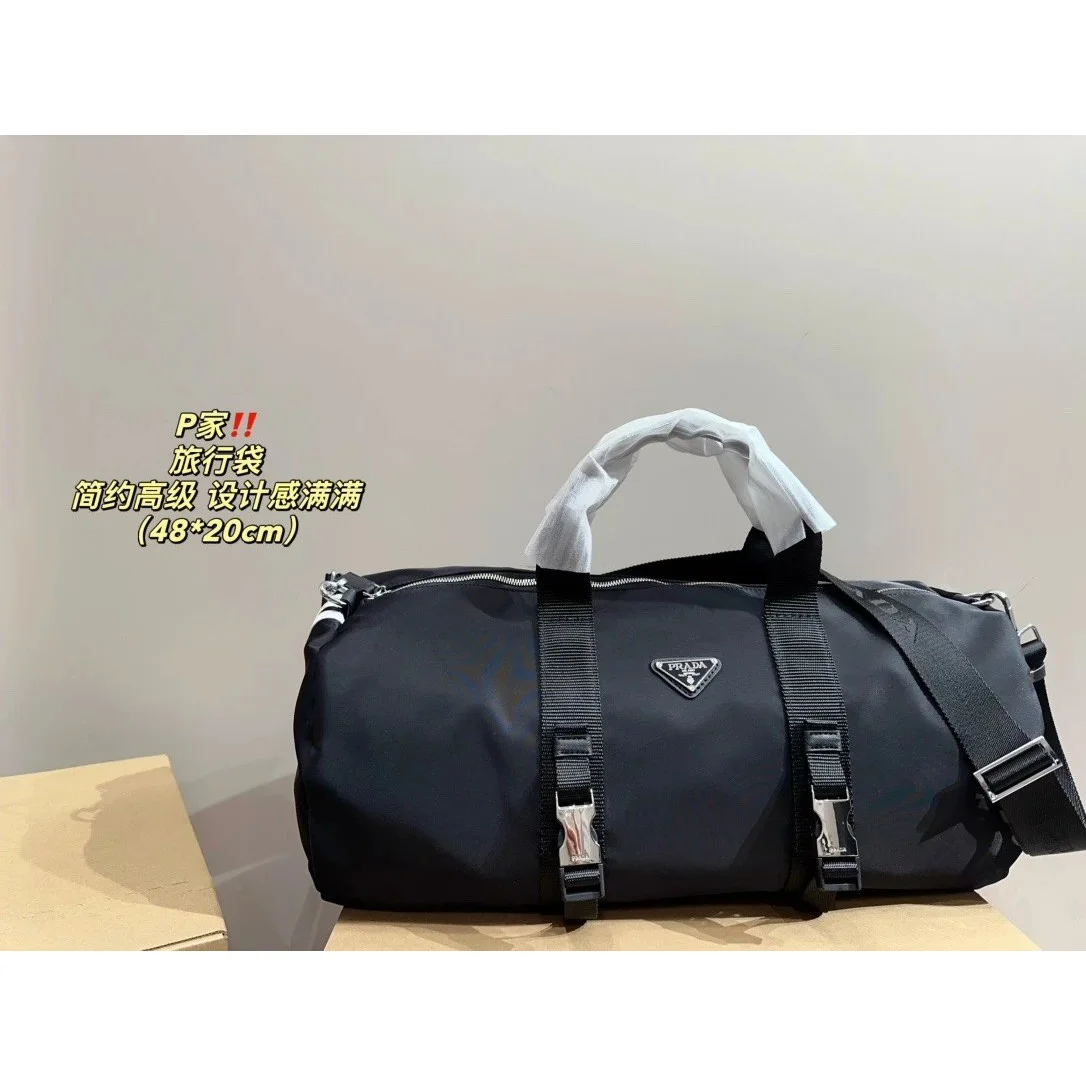 Prada Prada Re-Nylon Duffle Bag 20" Black Travel Bag Black - 1
