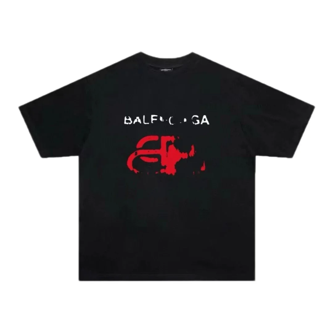 Balenciaga Balenciaga Black Red Logo T-Shirt Black - 1