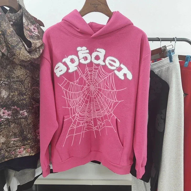 SP5DER SP5DER Spider Print Pink Hoodie Pink