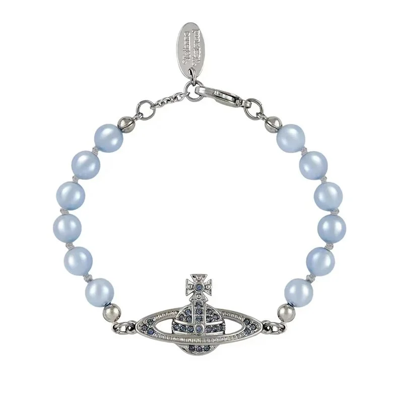 Vivienne Westwood Vivienne Westwood Orb Pearl Saturn Bracelet (Silver Blue) Jewelry Silver - 1