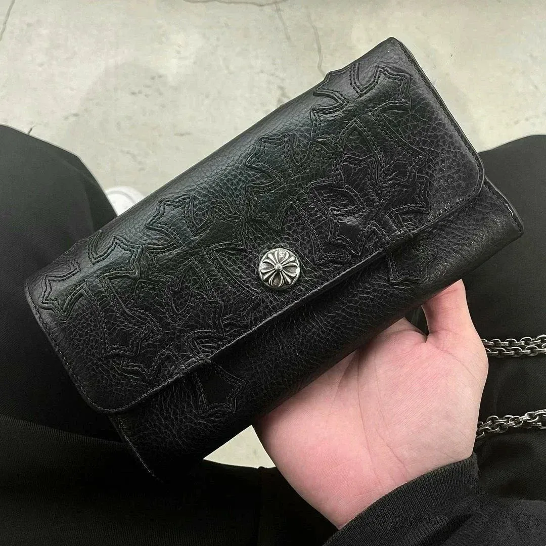 Chrome Hearts Chrome Hearts Cemetery Cross Black Embossed Wallet Black