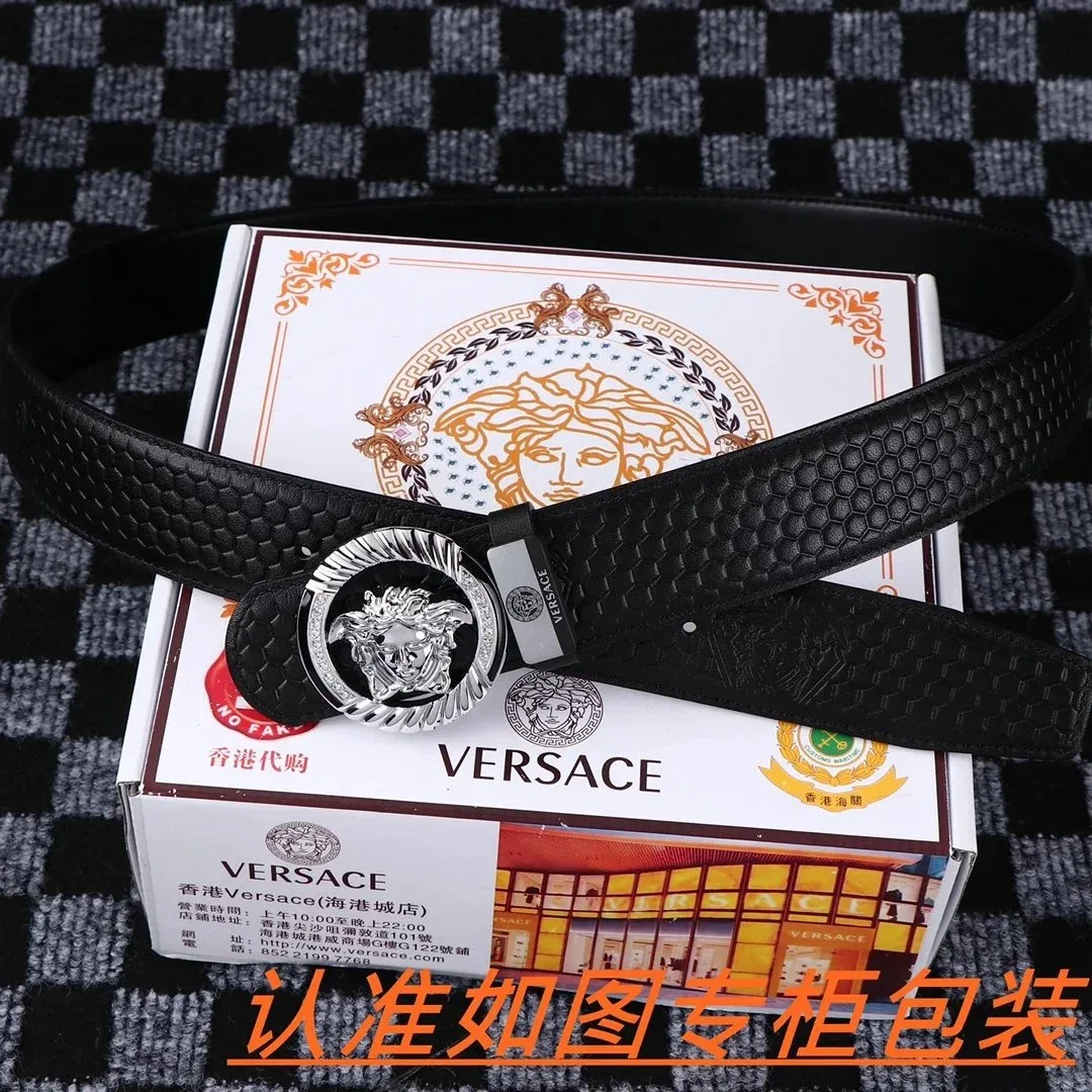 Versace Versace Medusa Head Belt Black Leather Belt Black - 1
