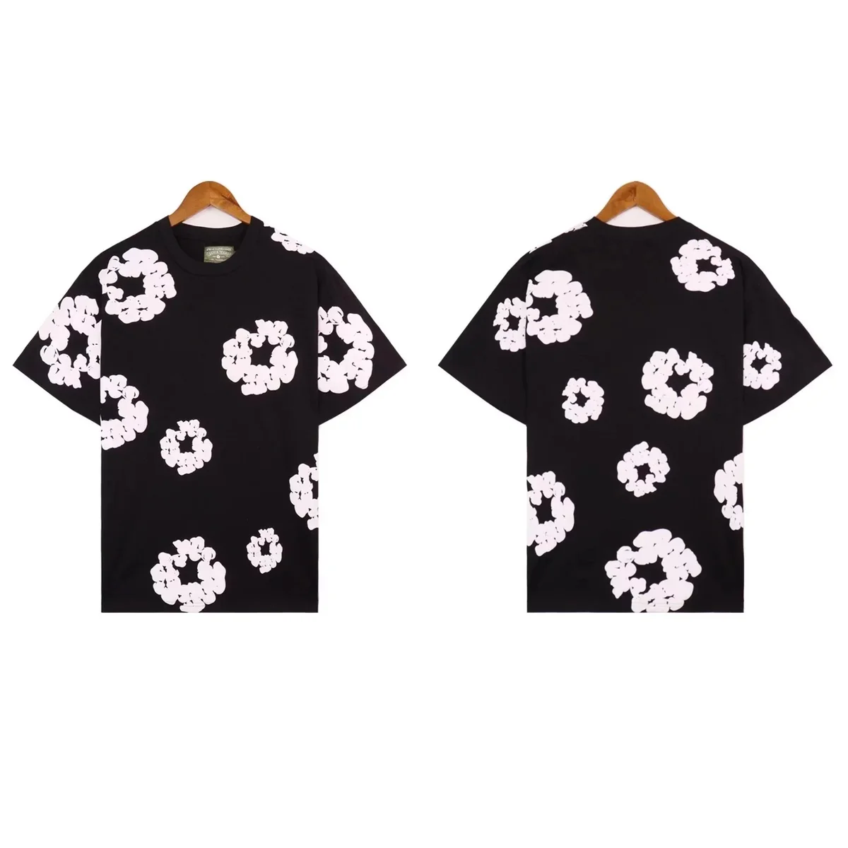 Other Black White Floral Print T-Shirt Black - 1