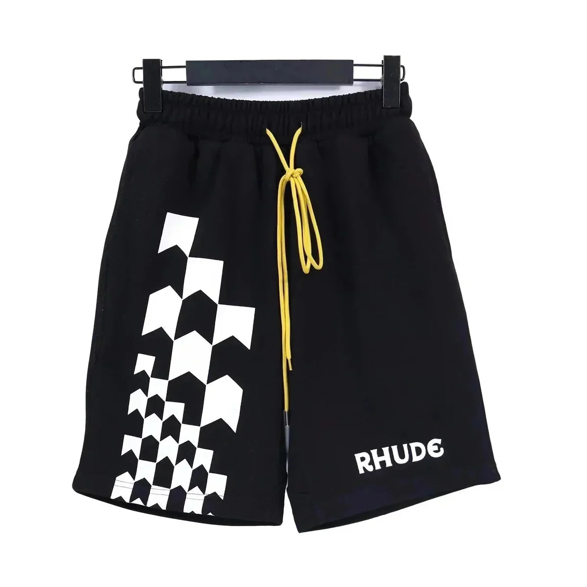 Rhude Rhude Racing Black & White Checkered Shorts Black - 1