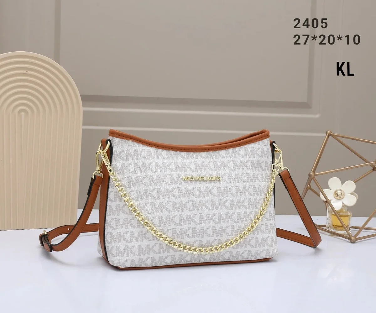 Michael Kors Michael Kors 2405-3 MK Monogram Crossbody Bag White - 1