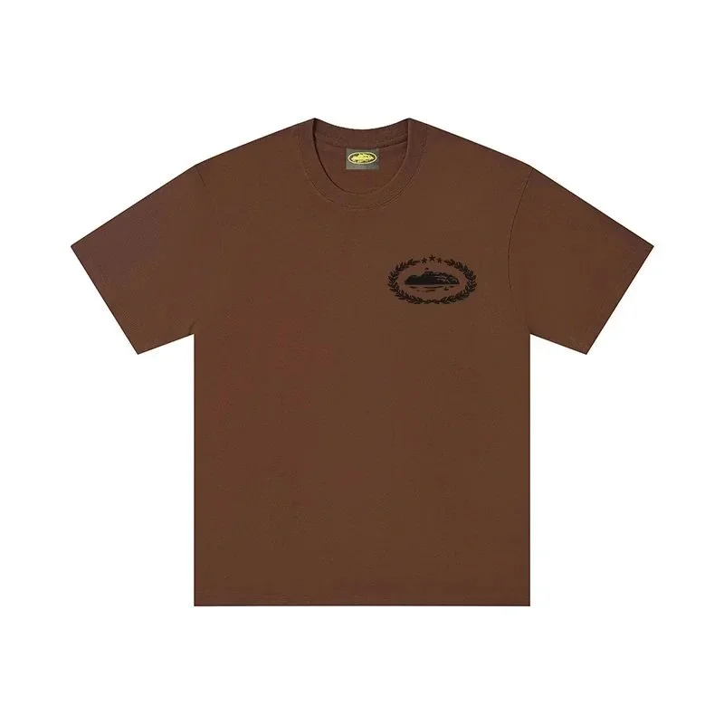 Other Brown T-Shirt with Wreath Logo Design Brown - 1