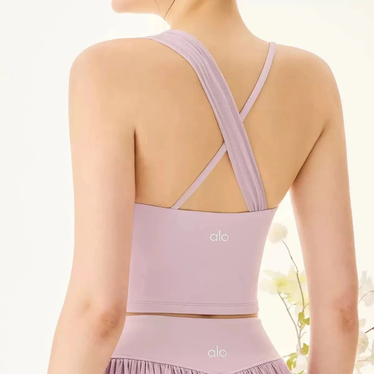 Alo Yoga Alo Yoga Daphne Crop Top Dupe Purple Sporty Purple - 1
