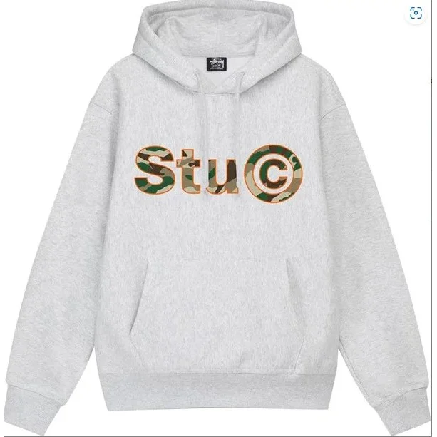 Stussy Stussy Stüssy Camo Logo Hoodie in Light Grey Grey - 1