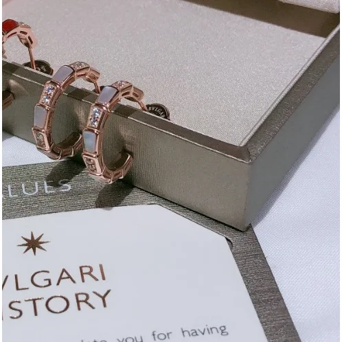 Bvlgari Bvlgari 33 Gold Hoop Earrings with Diamond Accents Gold - 1