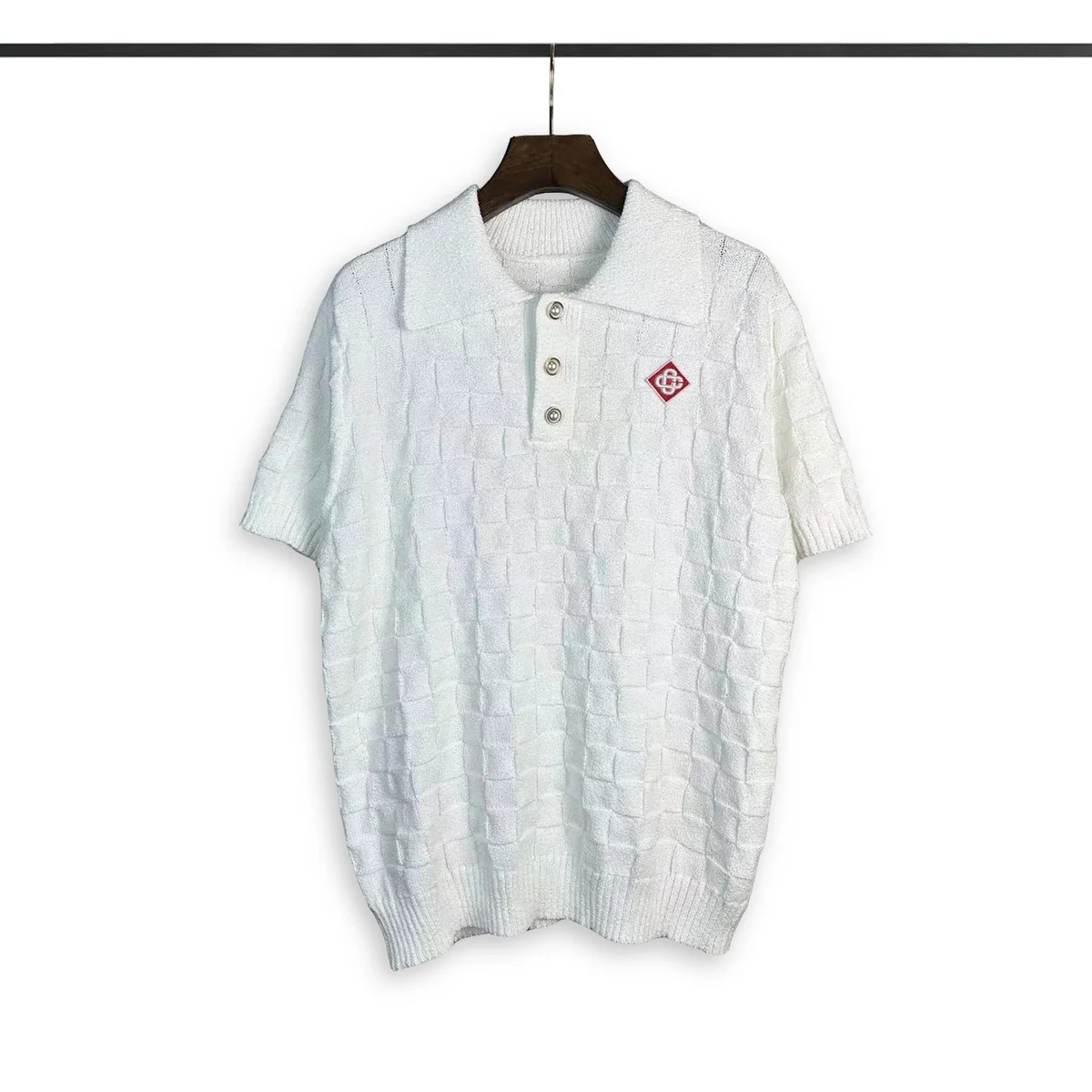 Other White Textured Polo Shirt with Embroidered Logo White - 1