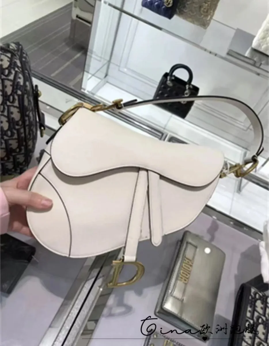 Dior Dior Saddle Cream Leather Saddle Bag Cream