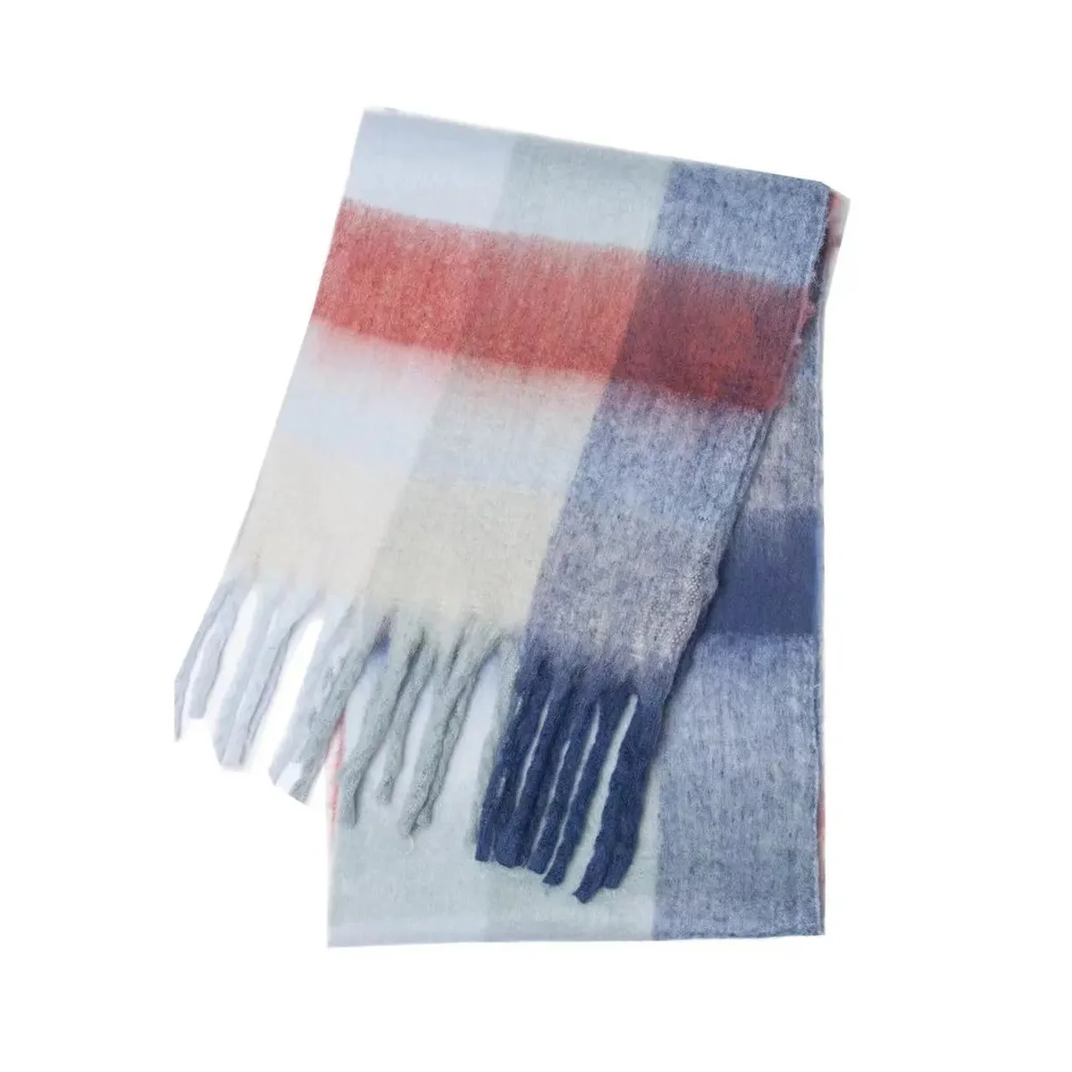 Other Plaid Scarf in Misty Blue Color Blue - 1