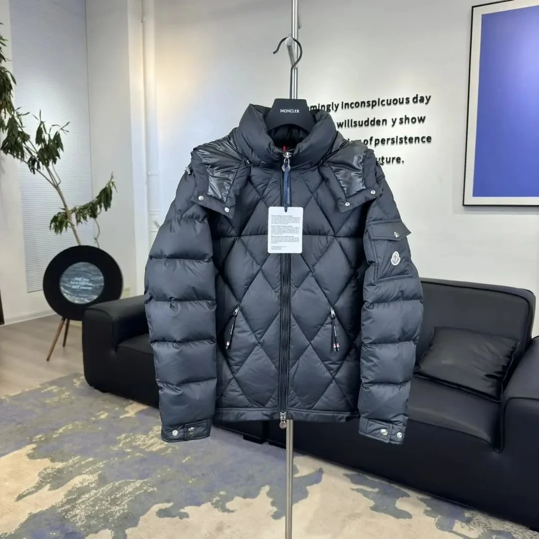 Moncler Moncler Diamond Quilted Puffer Jacket Charcoal Grey