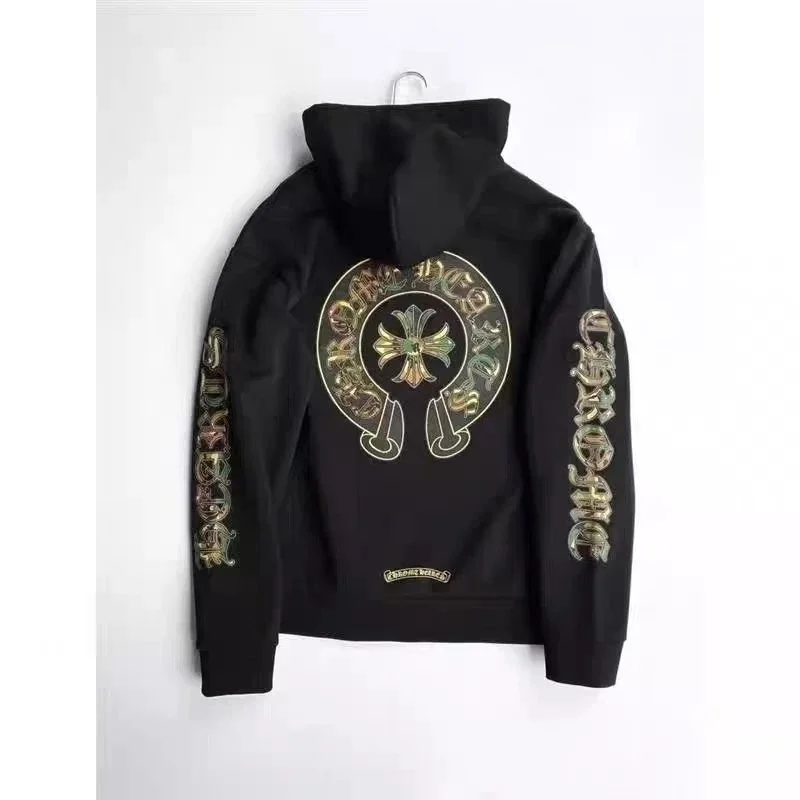 Chrome Hearts Chrome Hearts CH Cross Black Hoodie with Gold Embroidery Black - 1