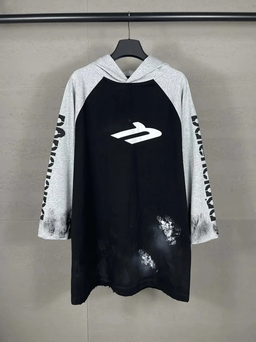 A Bathing Ape A Bathing Ape Black/Heather Grey Distressed Hoodie Black - 1