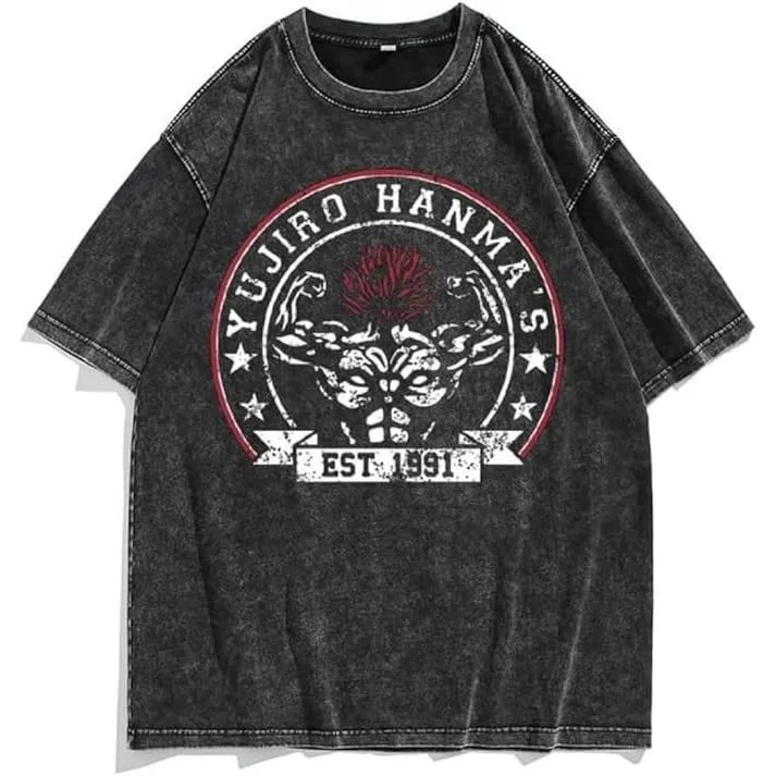 Other Anime-Inspired Yujiro Hanma T-Shirt Black Solid Tee Black - 1