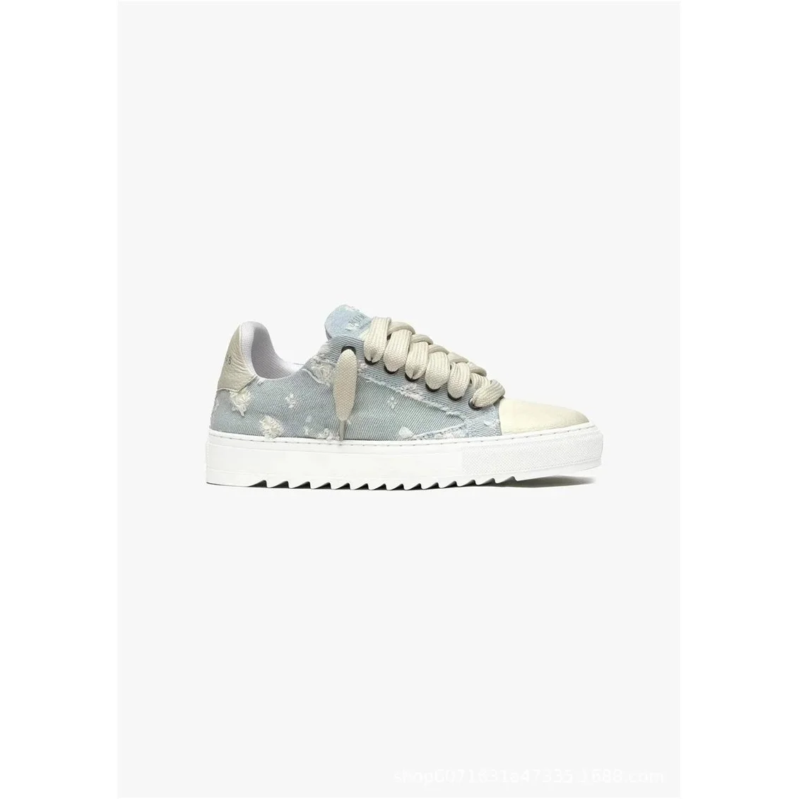 Other Unisex Distressed Denim Sneakers A3 Colorway Blue - 1