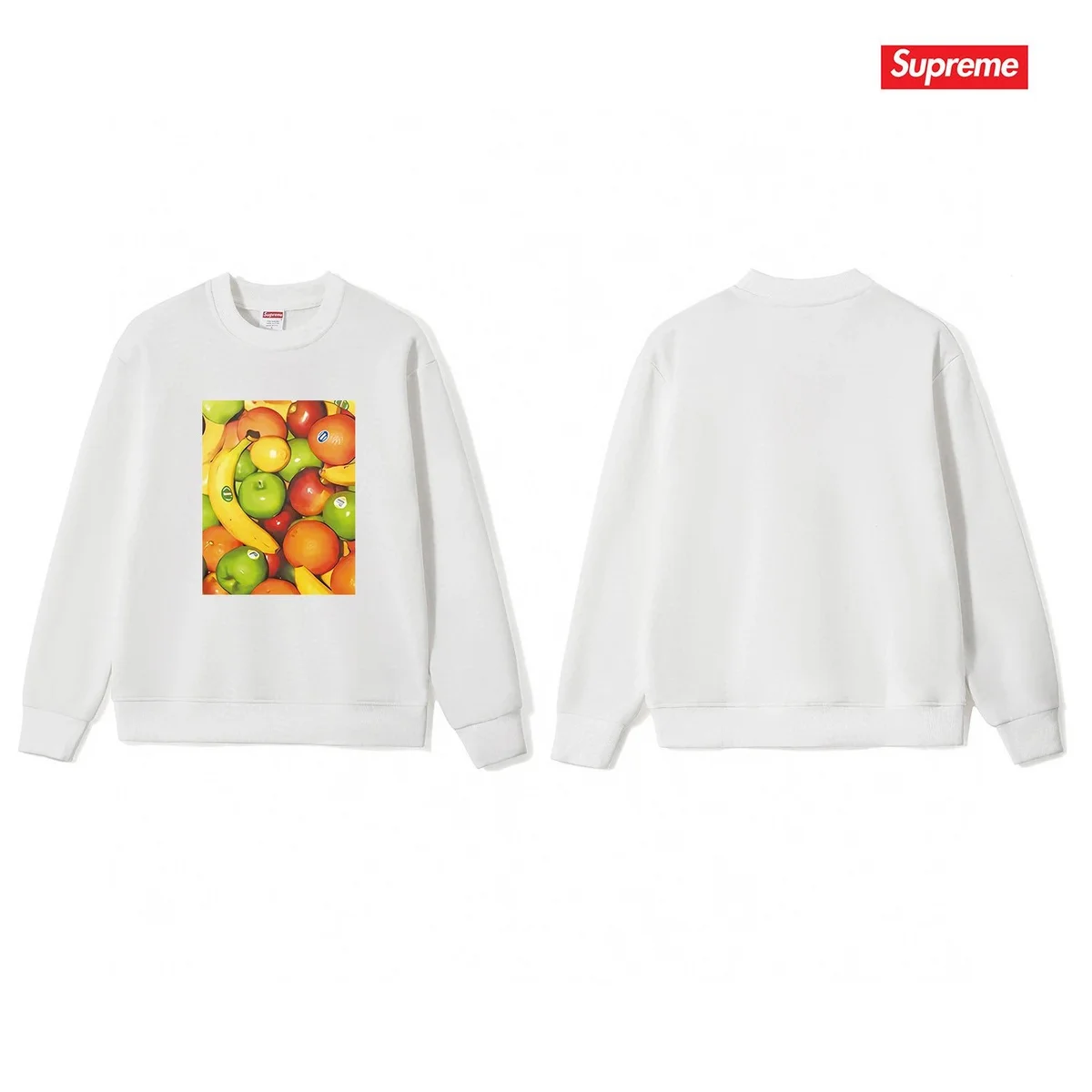 Supreme Supreme Fruit Print Crewneck Sweatshirt White White - 1