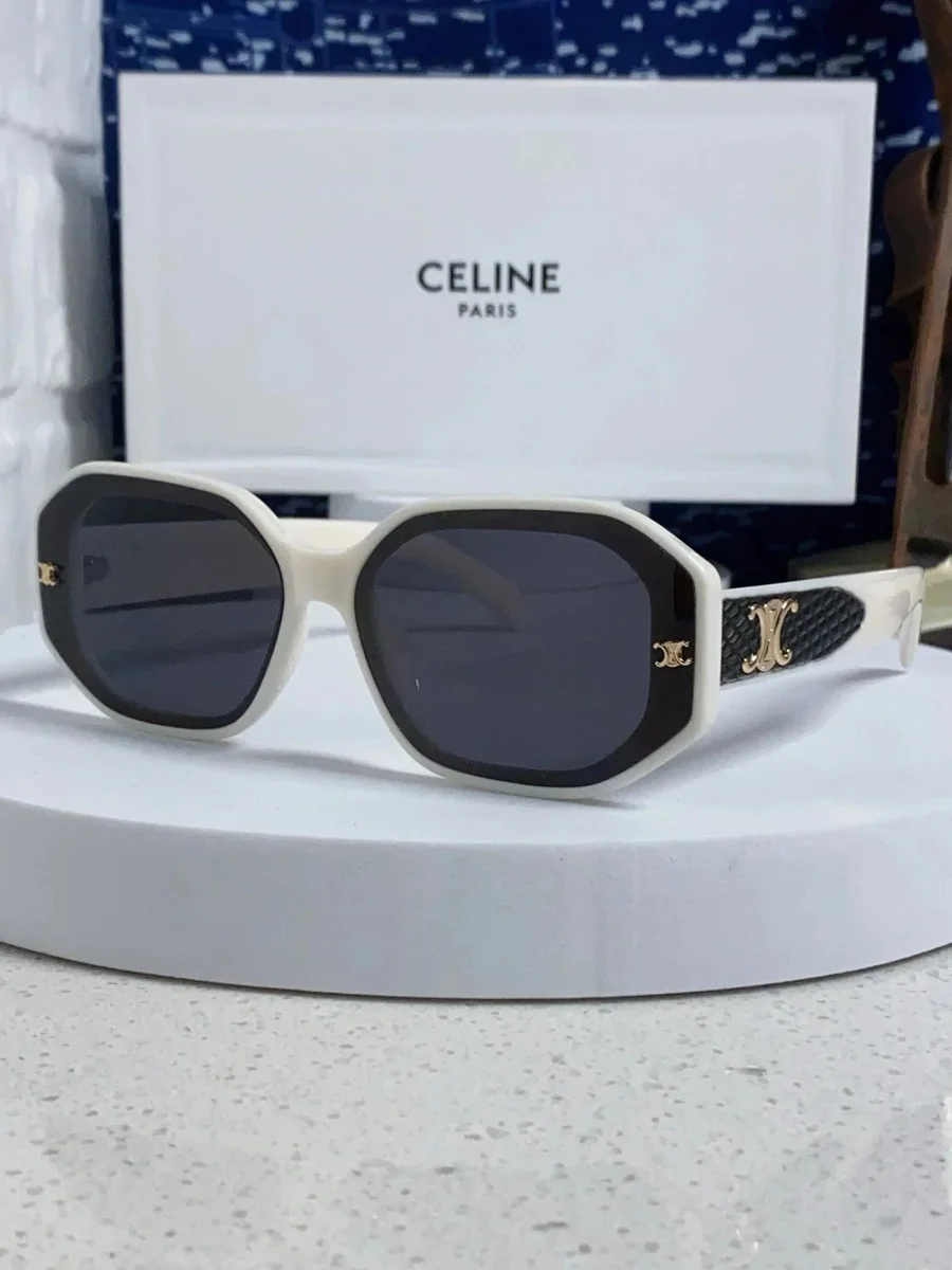 Celine Celine Classic Logo White & Black Sunglasses White