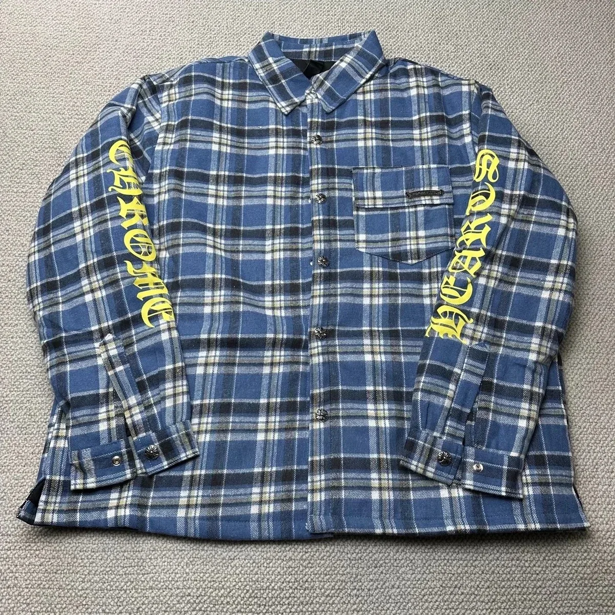 Chrome Hearts Chrome Hearts Blue Plaid Flannel Shirt Blue - 1
