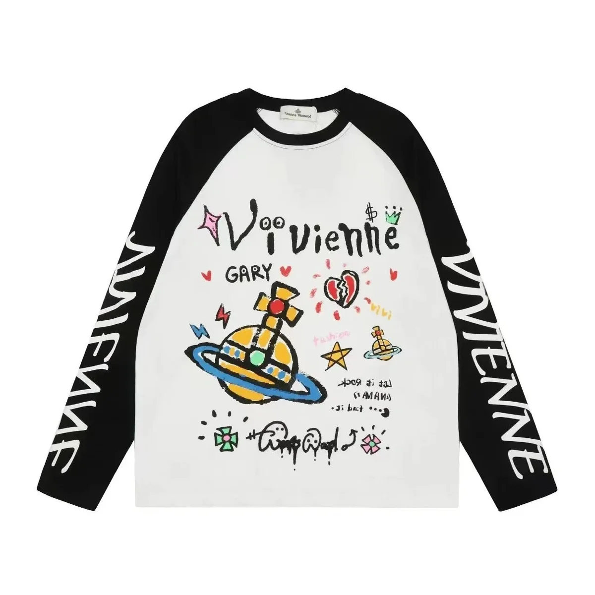 Vivienne Westwood Vivienne Westwood Gary Print Long Sleeve T-Shirt White/Black White - 1