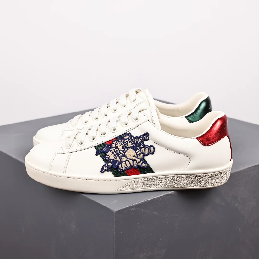Gucci Gucci Ace White Red Green Embroidered Sneakers White