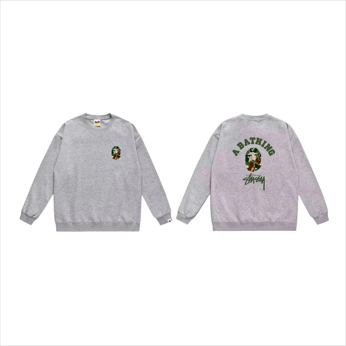 A Bathing Ape A Bathing Ape BAPE STA Camo Crewneck Sweatshirt Grey - 1